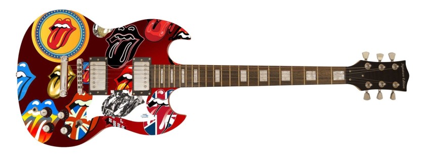 Mick Jagger of The Rolling Stones Signed Pickguard on a Custom Signature Edition Guitar