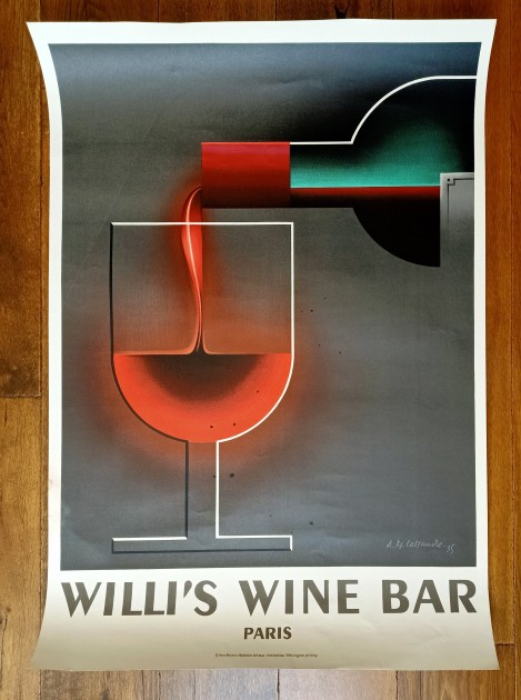AM Cassandre Willi's Wine Bar Paris 1984 Poster 