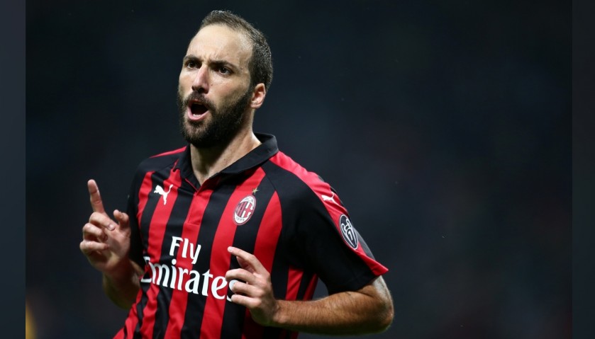 Higuain's AC Milan Match-Issue/Worn and Signed Shirt, 2018/19