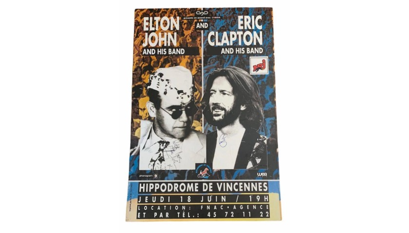 Elton John and Eric Clapton Signed Original Marketing Billboard