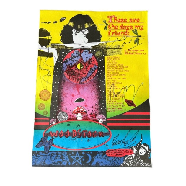 Crosby, Stills, Nash and Young Signed Woodstock Lithograph Poster