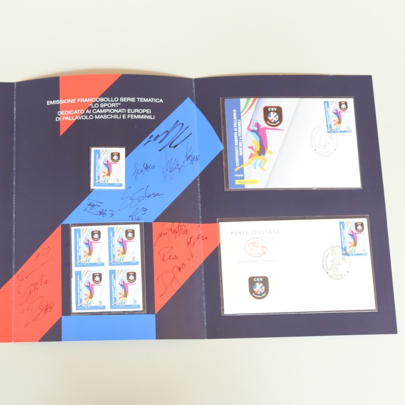 Philatelic Eurovolley 2023 folder autographed by the Italian Men's national team