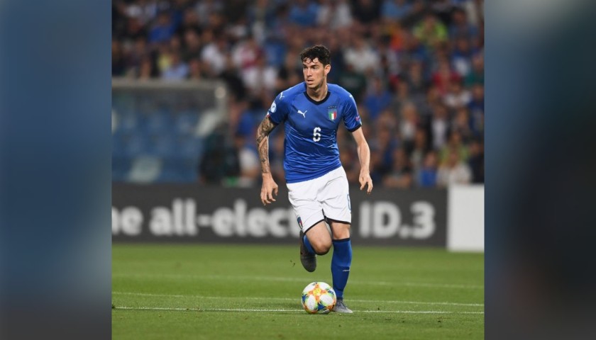 Bastoni's Italy Match Shirt, Euro U-21 2019 + Match-Ball