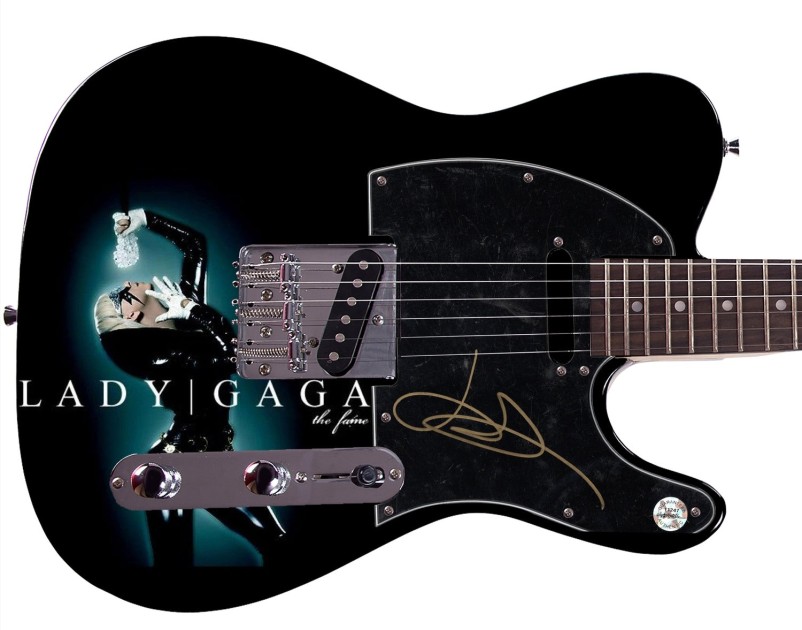 Lady Gaga Signed Custom Graphics Guitar