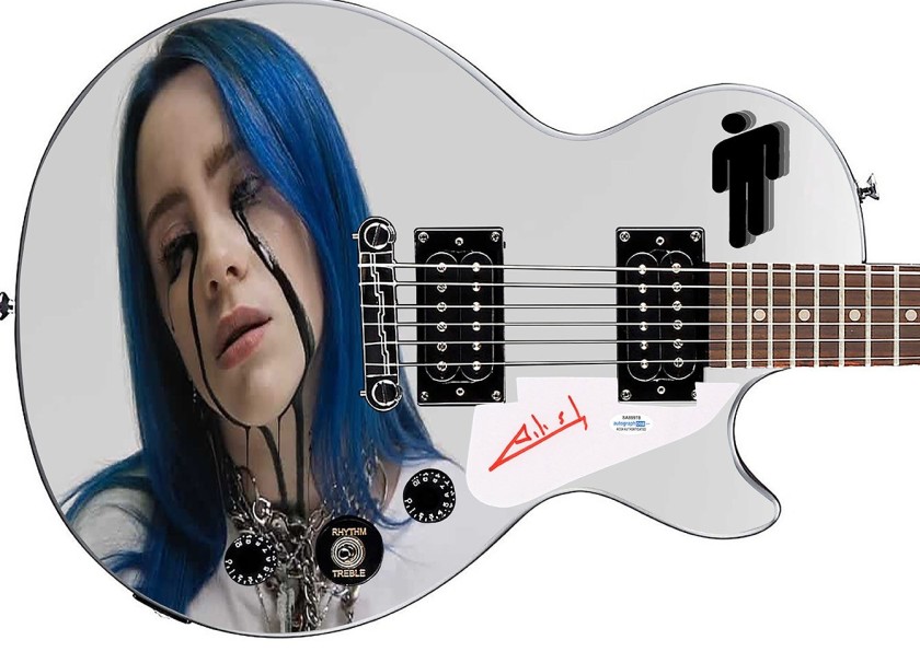 Chitarra Epiphone con grafica personalizzata firmata Billie Eilish