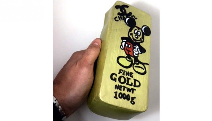 "Mickey Mouse Gold Bar" Sculpture by RikPen