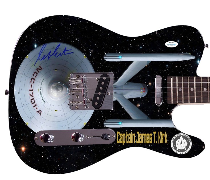 William Shatner Signed Star Trek Custom Graphics Guitar 