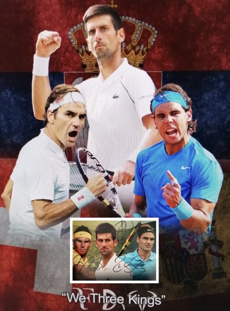 Federer, Djokovic, Nadal Signed Tennis Display
