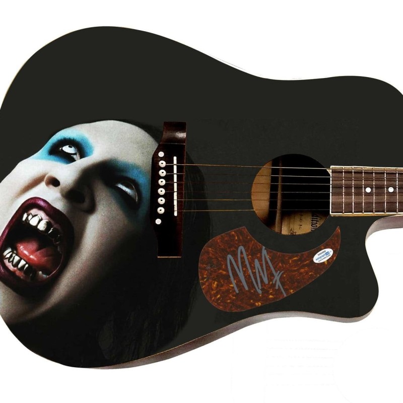 Marilyn Manson Signed Custom Graphics Guitar 