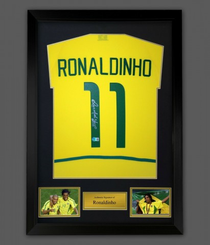 Ronaldinho Brazil Signed and Framed Shirt - CharityStars