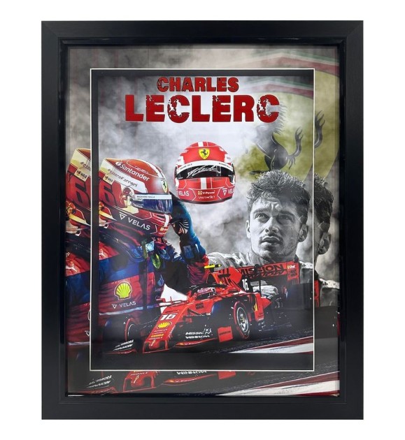 Charles Leclerc Signed and Framed Formula 1 Ferrari Helmet