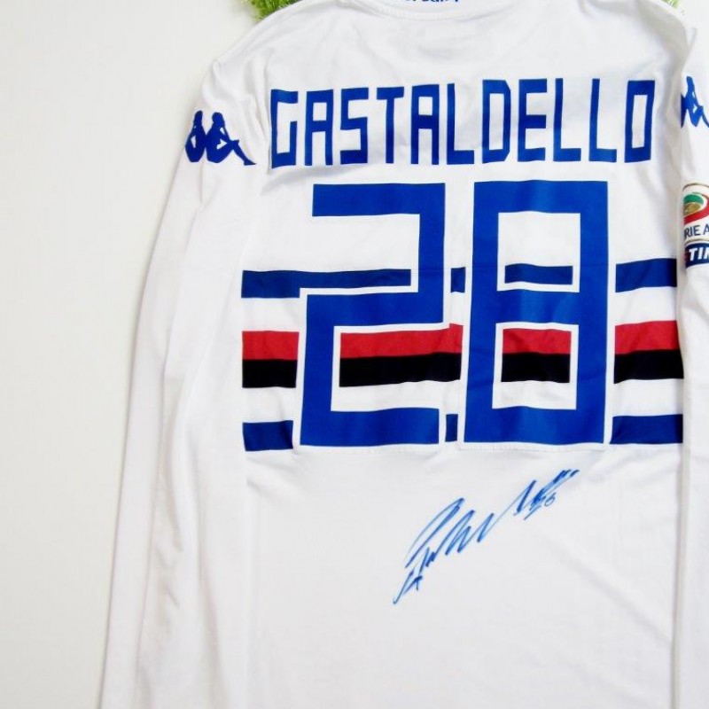 Gastaldello match issued/worn shirt, Sampdoria, Serie A 2013/2014 - signed
