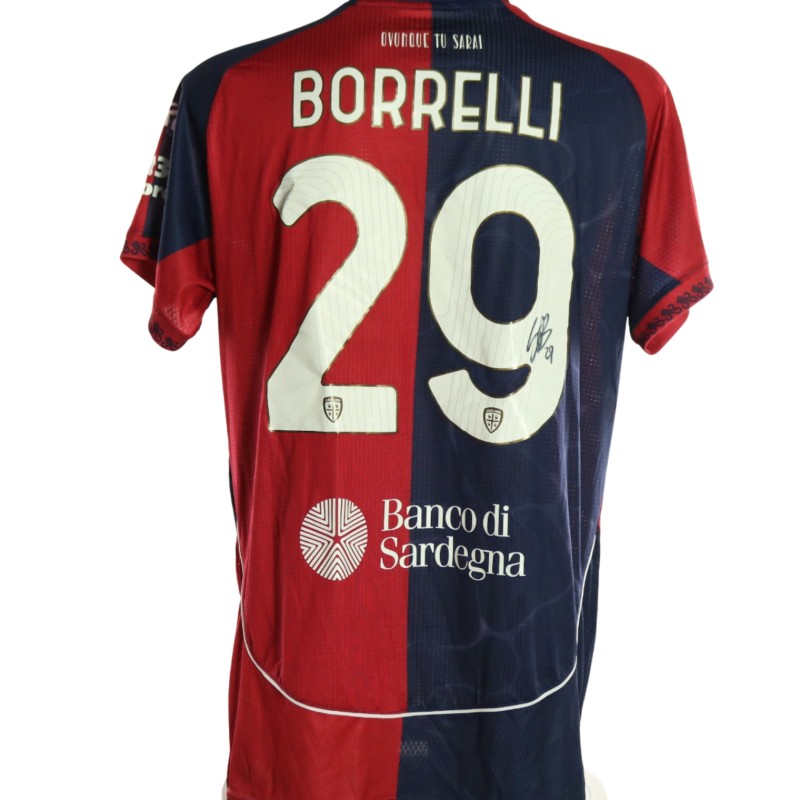 Maglia Preparata Borrelli Cagliari vs Roma, 2025 - Autografata