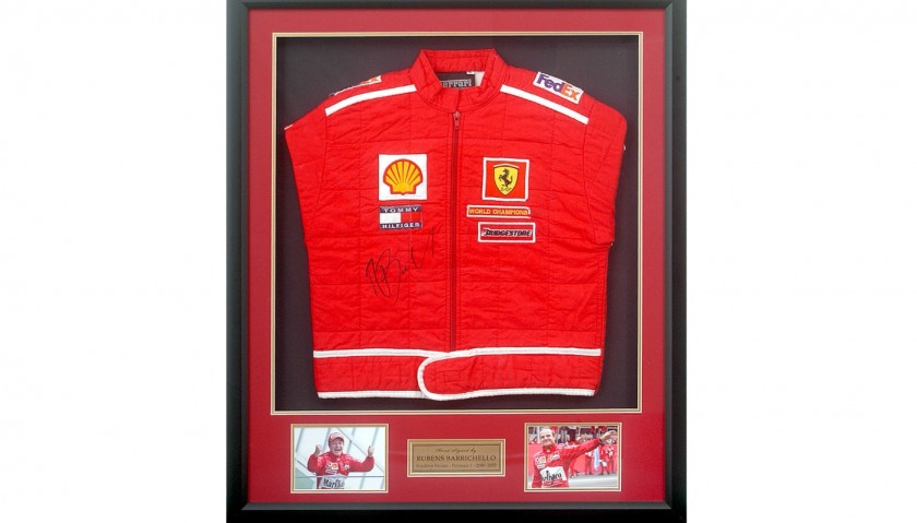 Rubens Barrichello Signed Ferrari Replica Race Jacket