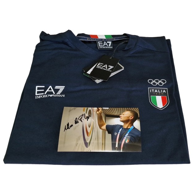 Paris 2024 Olympics - EA7 Italy Shirt with Photograph Signed by Mauro De Filippis