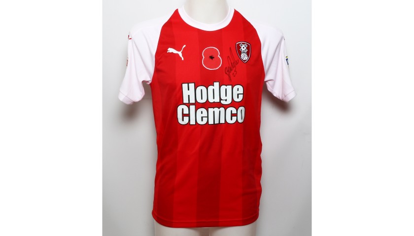 Ben Wiles' Rotherham United Worn and Signed Poppy Shirt 