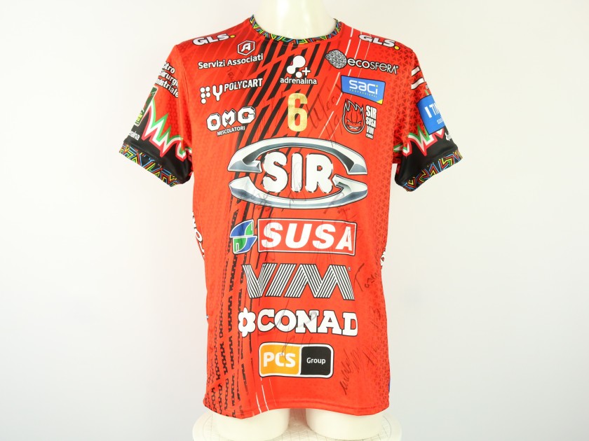 Giannelli's Sir Susa Vim Perugia 2023 jersey autographed by the team and Giannelli
