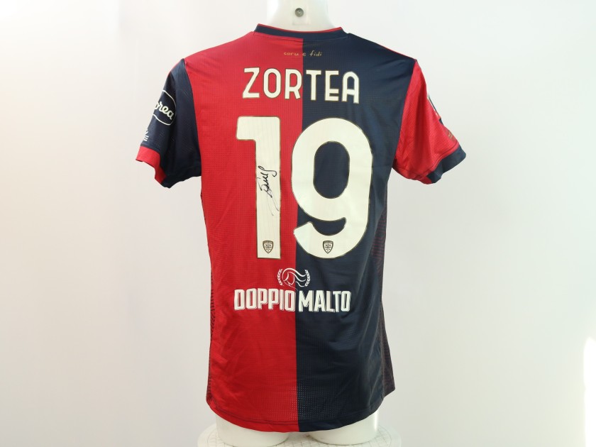 Zortea's Signed Unwashed Shirt, Cagliari vs Cremonese Coppa Italia 2024