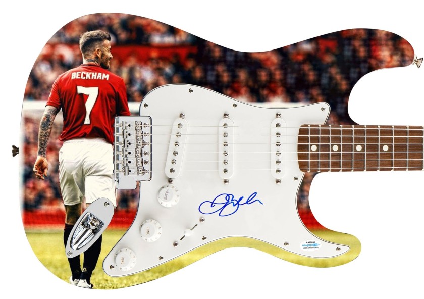 David Beckham Signed Custom Graphics Guitar