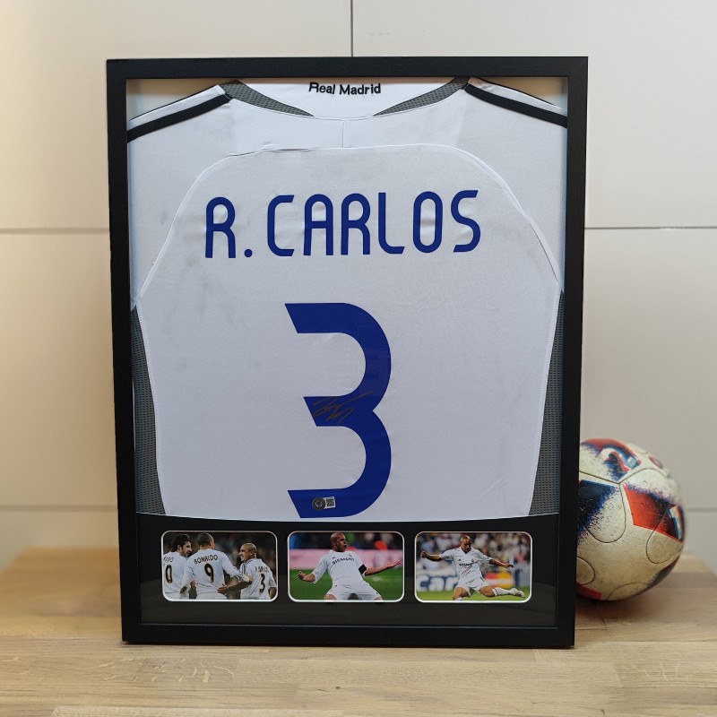 Roberto Carlos' Real Madrid Signed and Framed Shirt