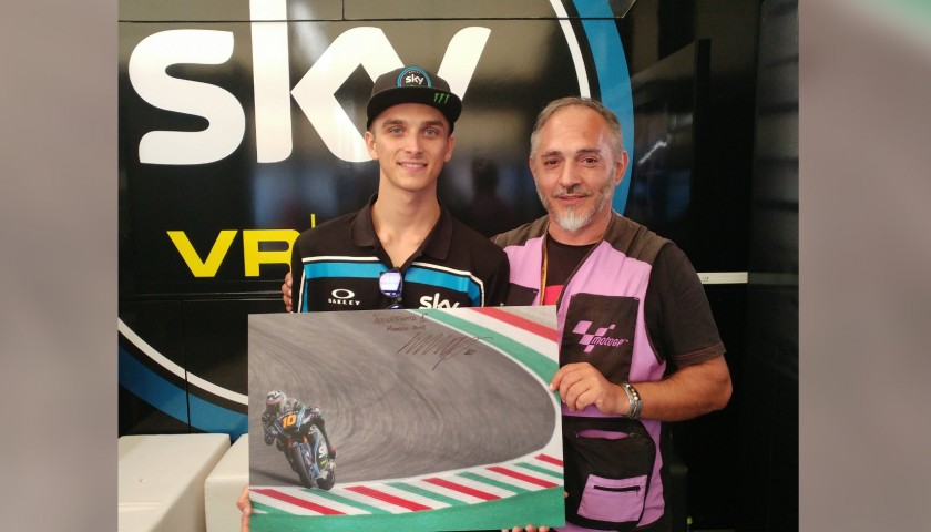 Photo and T-Shirt Worn by MotoGP Racer Luca Marini - Signed