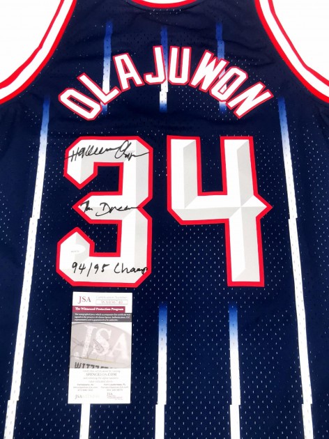 Hakeem Olajuwon Autographed and Framed Houston Rockets Jersey