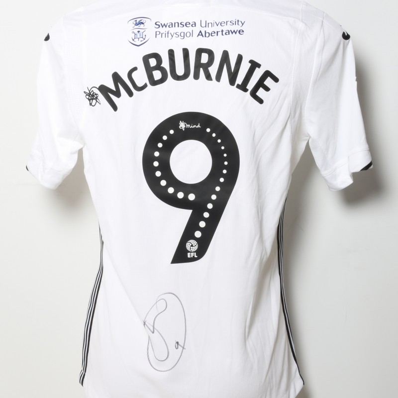 Oli McBurnie's Swansea City Worn and Signed Home Poppy Shirt 
