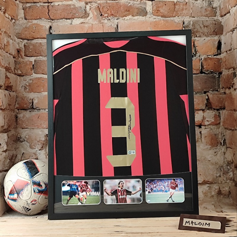 Maldini's AC Milan Signed and Framed Shirt