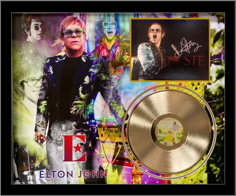 Elton John Signed Gold Disc Display
