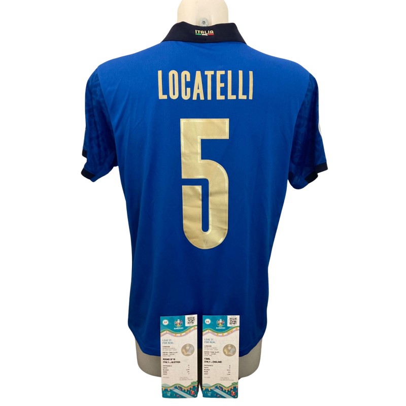 Locatelli's Italy Match Shirt, EURO 2020 + Tickets of 16th Finals and Final