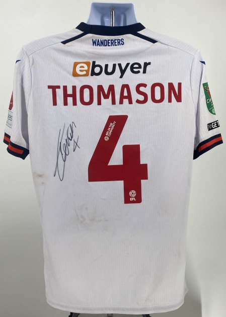 Maglia firmata di George Thomason del Bolton Wanderers indossata durante la partita