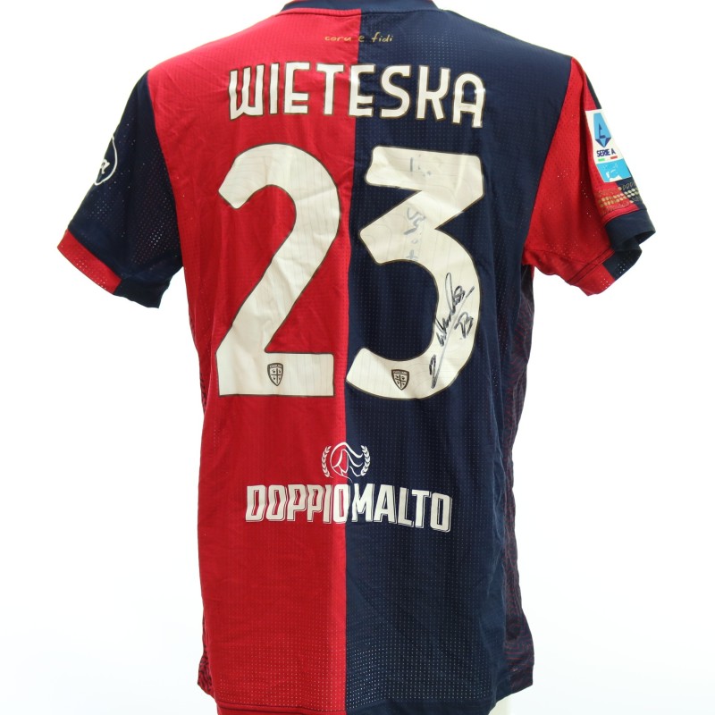 Wieteska's Signed Unwashed Shirt, Cagliari vs Roma 2024