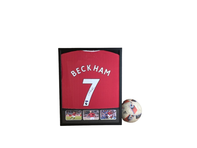 David Beckham's Manchester United Signed Shirt in a Deluxe High-Quality Frame