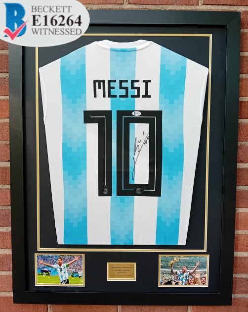 Maglia di Messi Argentina 2018 firmata e incorniciata