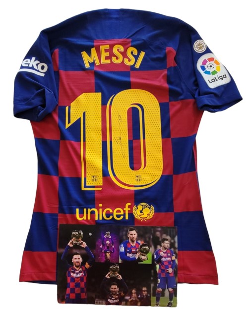 Messi's Barcelona Issued Signed Shirt, 2019/20 - "La Maratò"