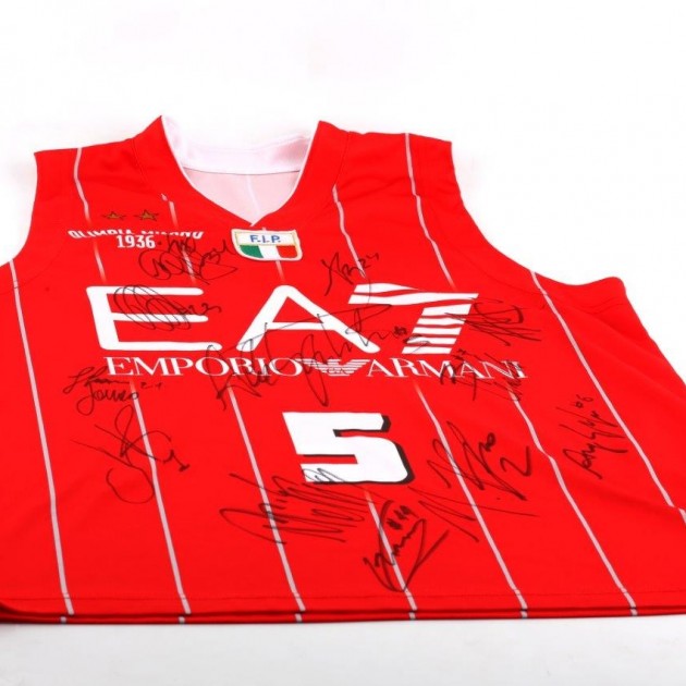 Olimpia Milano jersey autographed by the entire team, in Plexitube