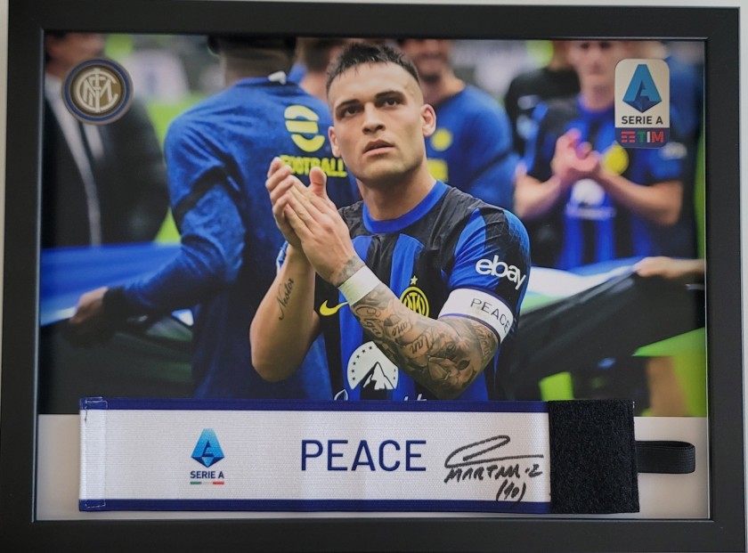 "Peace" Framed Captain's Armband, 2024 - Signed by Lautaro Martinez