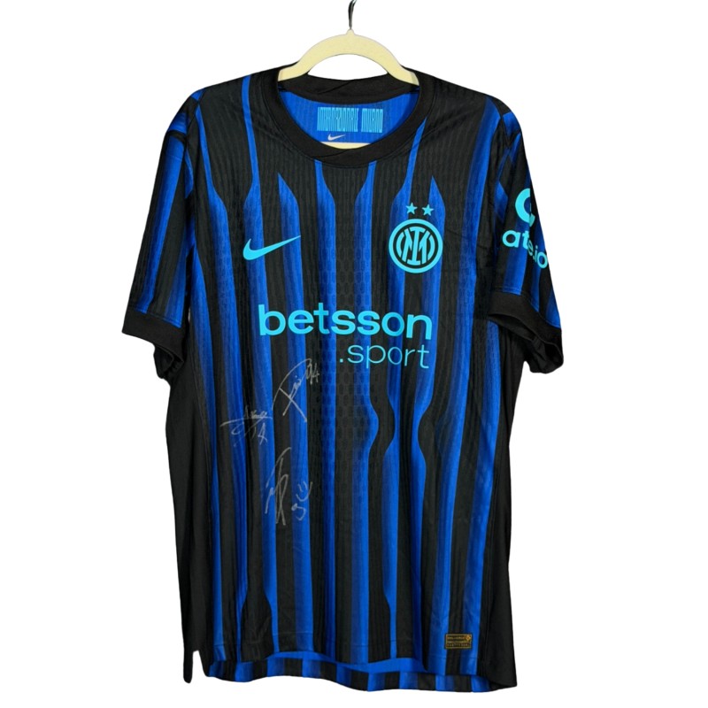 Inter Official Shirt, 2025/26 - Signed by Pio Esposito, Bonny, Thuram