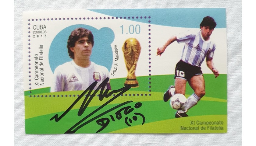 Maradona Argentina Signed Stamp, 2015