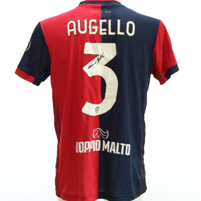 Maglia Augello Unwashed, Cagliari vs Roma 2024 - Autografata