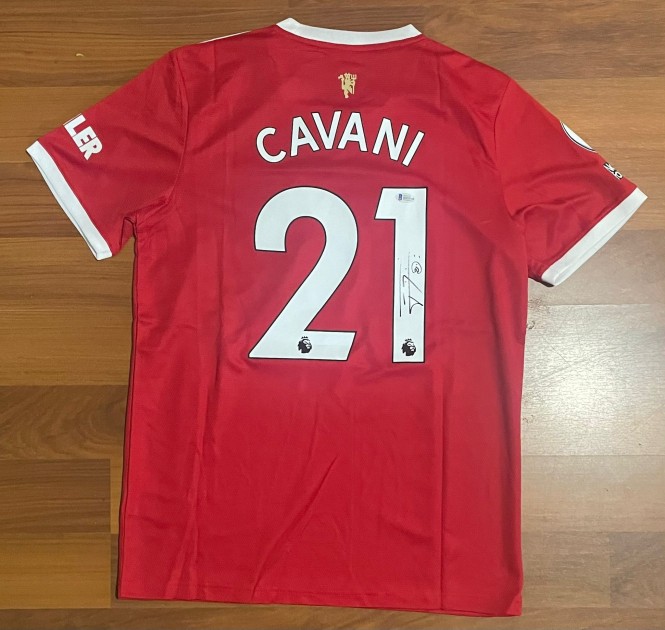 La maglia replica firmata di Edinson Cavani per il Manchester United 2021/22