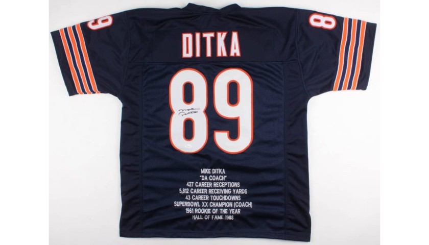 Mike Ditka Signed Stats Bears Jersey