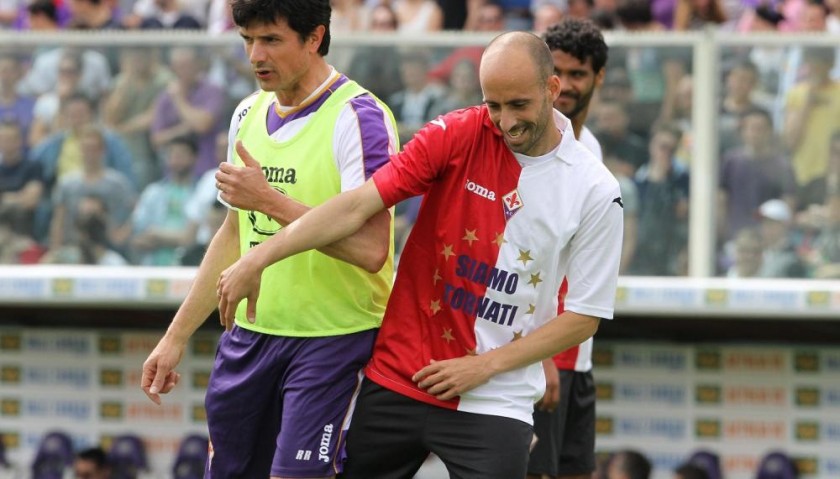 Maglia Borja Valero Fiorentina, preparata / indossata 2012/13 - Autografata