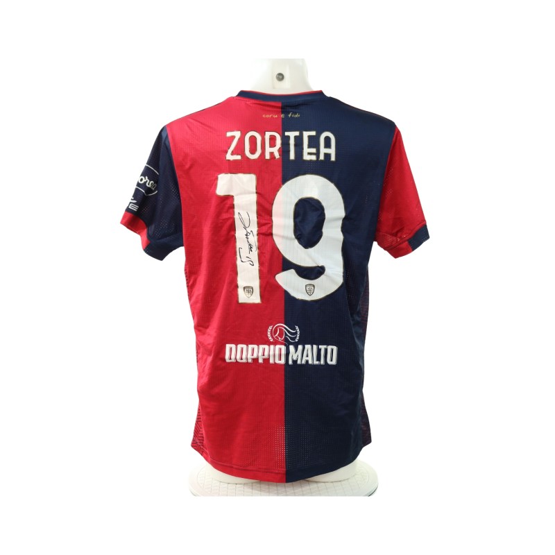 Zortea's Signed Unwashed Shirt, Cagliari vs Hellas Verona 2024