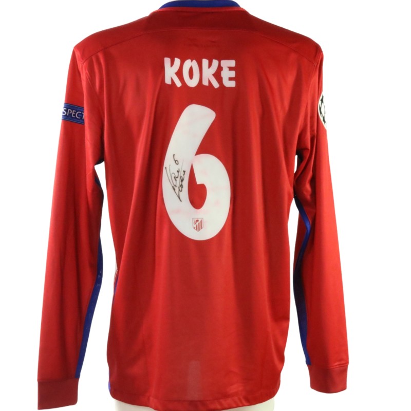 Koke's Atletico Madrid Signed Match-Issued Shirt, UCL 2015/16