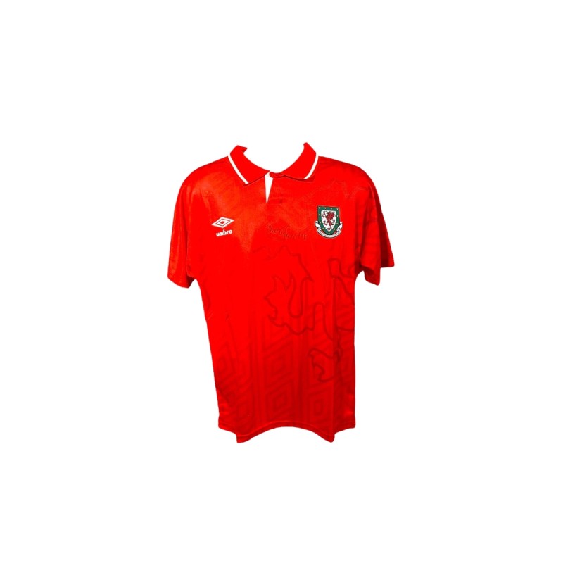 Maglia replica firmata di Dean Saunders per il Galles 1993