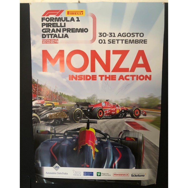 Official Formula 1 Poster, Monza 2024 - Signed by Leclerc and Sainz