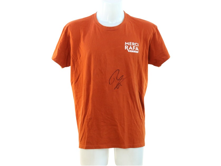 R - Celebratory "Merci Rafa" T-Shirt, Roland Garros 2025 - Signed by Rafa Nadal