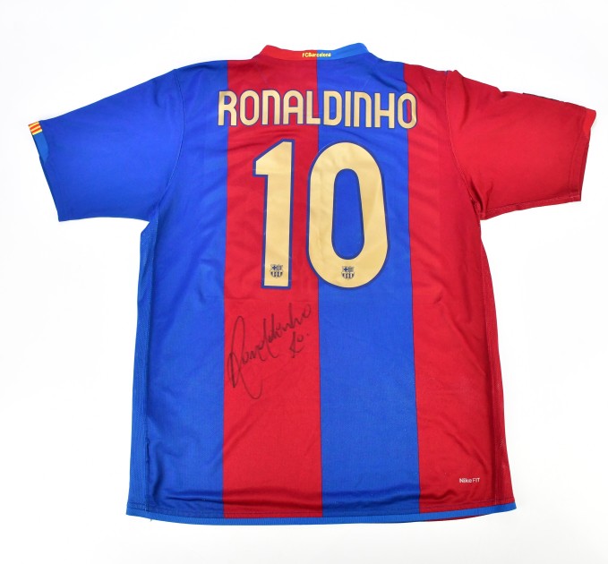 Maglia replica FC Barcelona firmata da Ronaldinho 