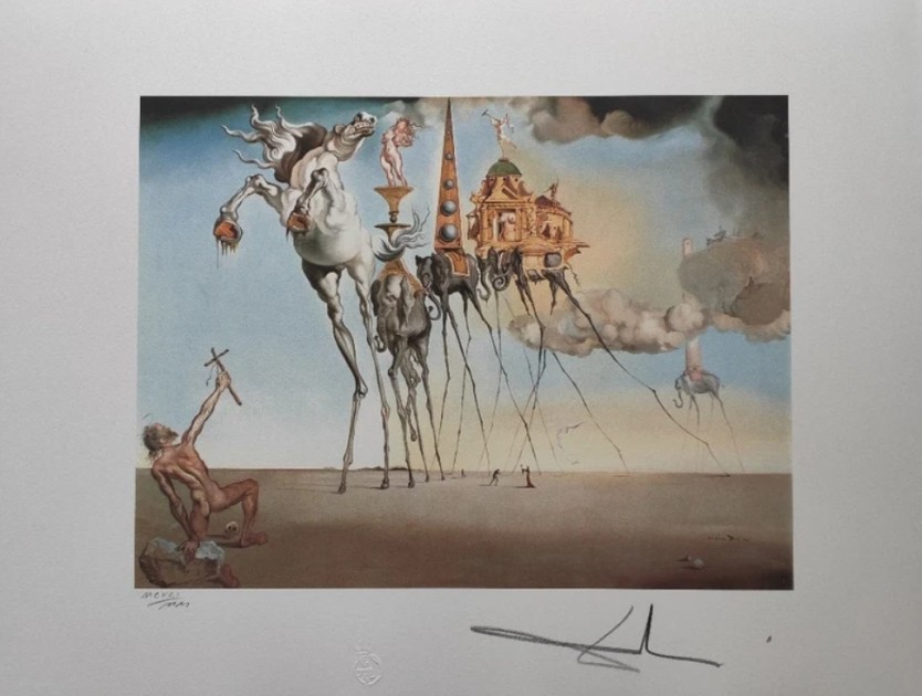 "The Temptation of St. Anthony " Lithograph Signed by Salvador Dalí